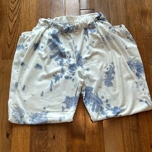 White and Blue Tie-Dye Joggers